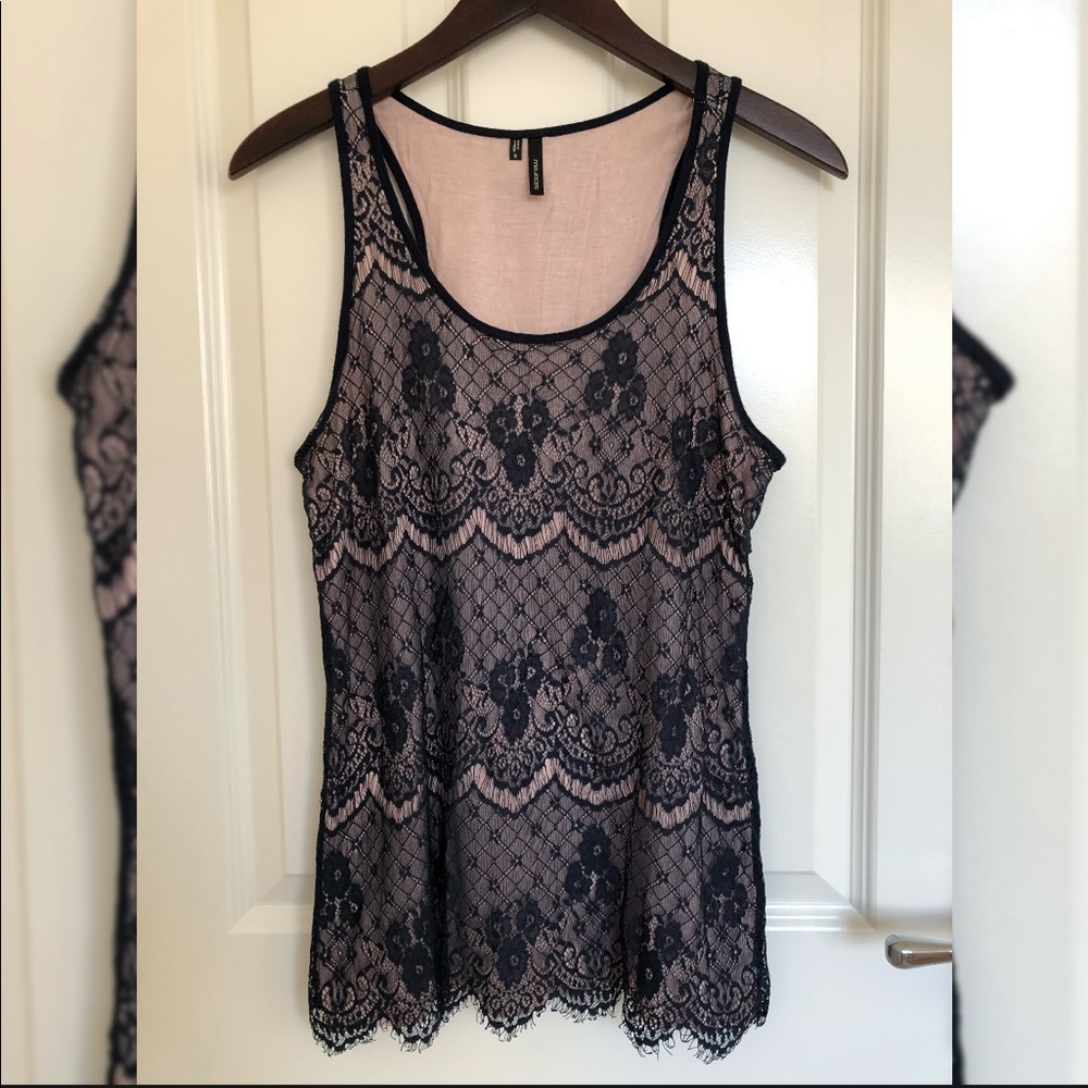 Navy Lace Overlay Tank, Maurices, Small